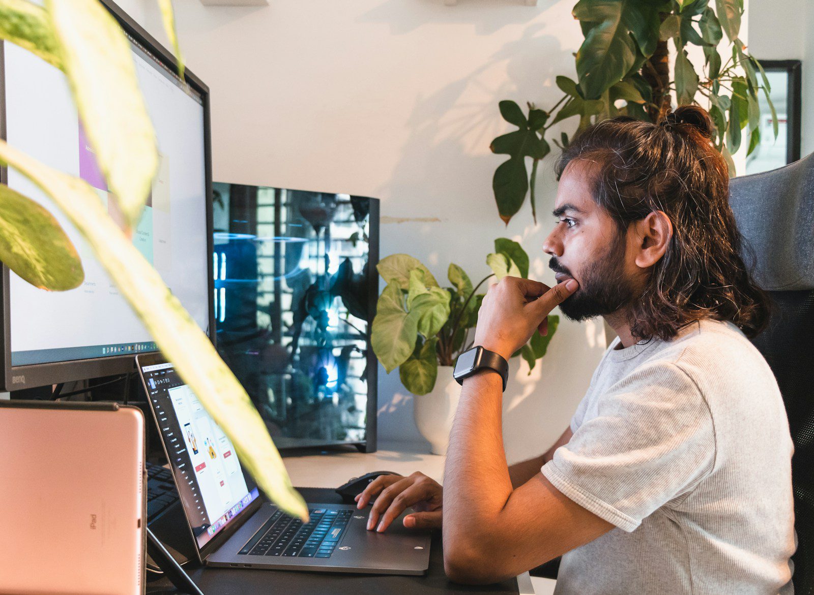 a man using a laptop